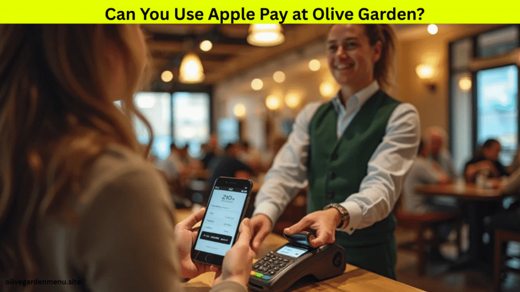 Guest using iPhone to pay at Olive Garden counter – does olive garden take apple pay