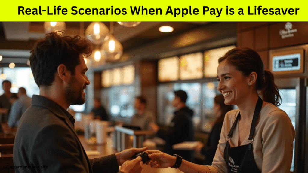 Olive Garden guest using Apple Pay after forgetting wallet, a true example of how does olive garden take apple pay in real life