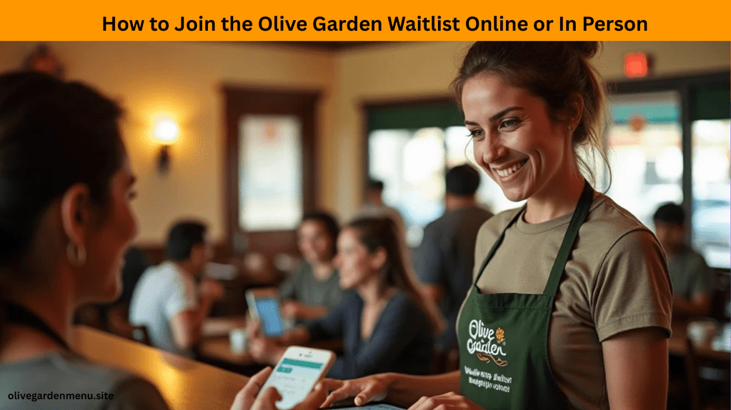 Guests joining the Olive Garden waitlist online and in person, showing how Olive Garden Take Reservations and manages walk-ins efficiently.