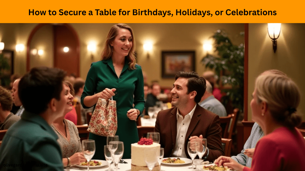 Olive Garden take reservations for birthdays and special celebrations, as shown by a decorated reserved table.