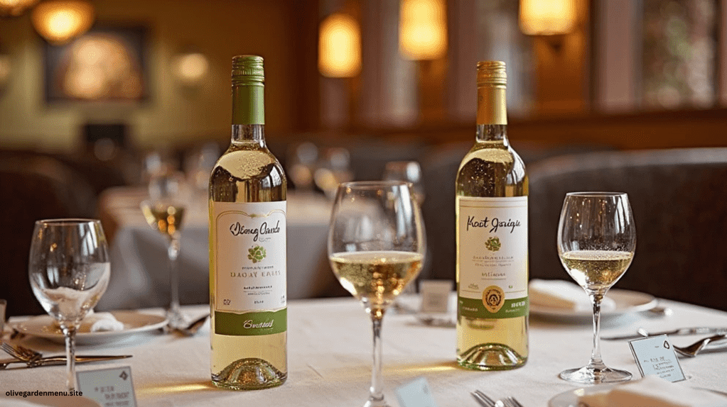 "White wine flight from the Olive Garden Wines Menu with visible pricing"