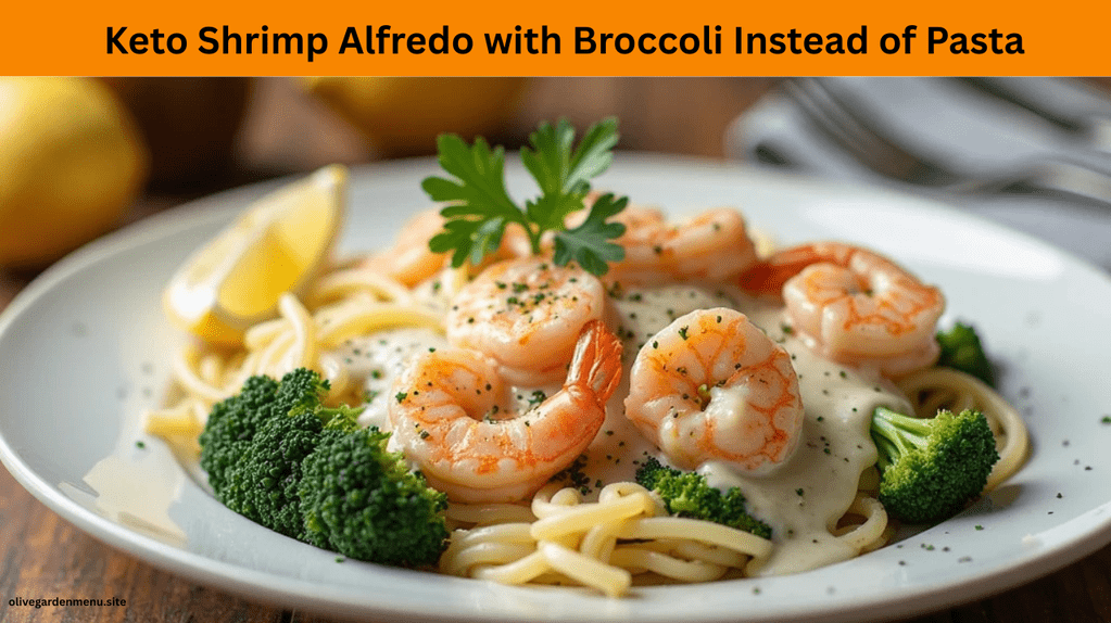 Shrimp Alfredo with broccoli instead of pasta served in a creamy sauce at Olive Garden