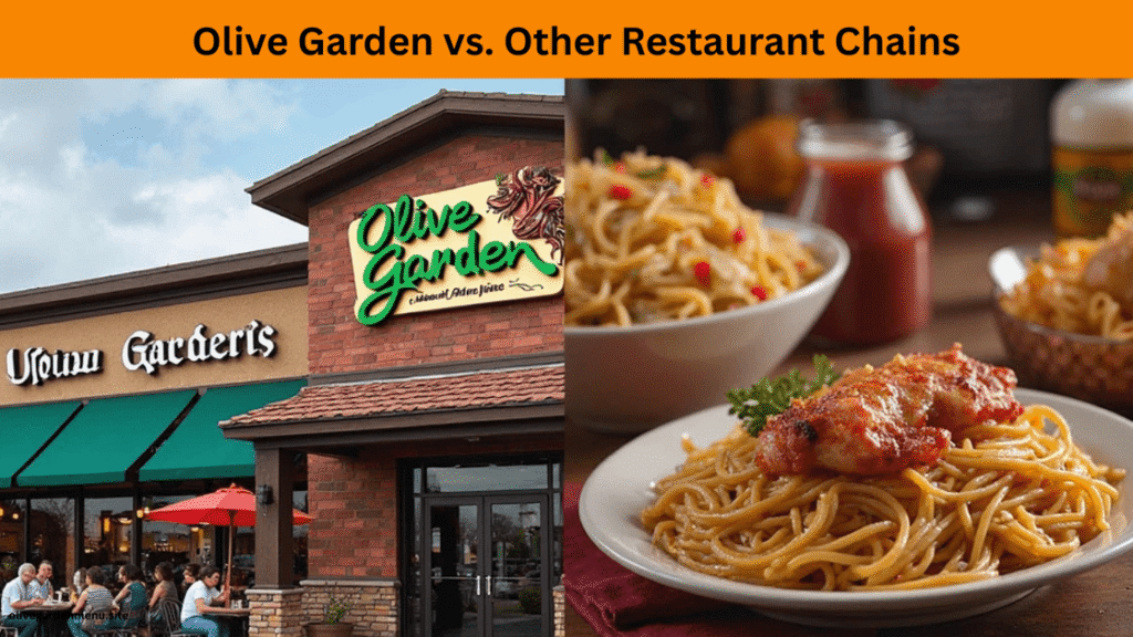 Side-by-side visual of Olive Garden vs. competitors in 2025 with Olive Garden Closing tag present.