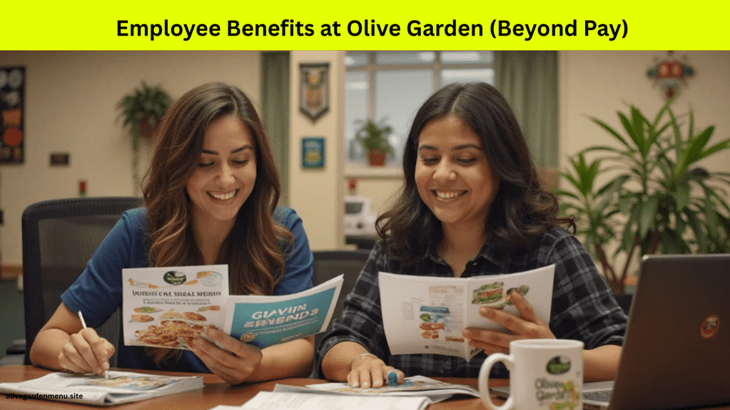 Olive Garden employees reviewing benefits like healthcare and tuition aid – Does Olive Garden Pay?