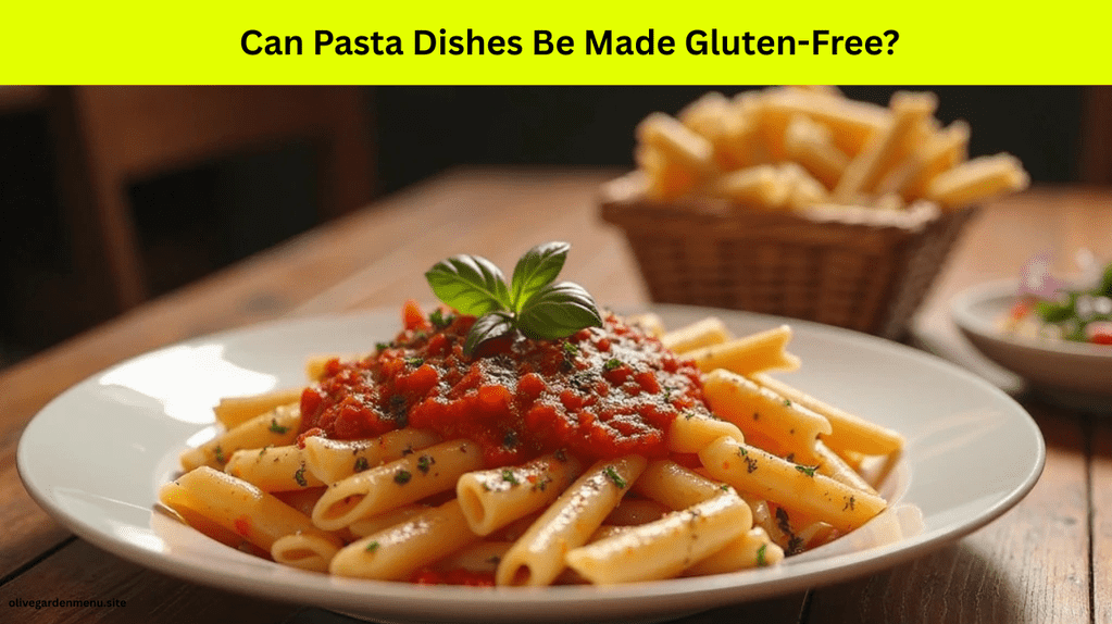 Gluten-free pasta served at Olive Garden with Alfredo sauce and side salad.