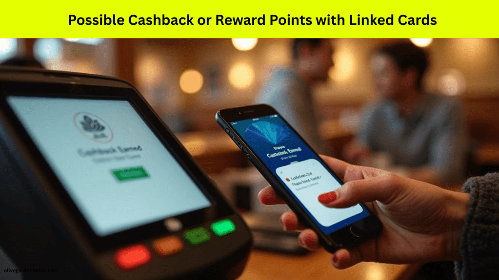 Customer earning cashback by using a rewards credit card with Apple Pay at Olive Garden