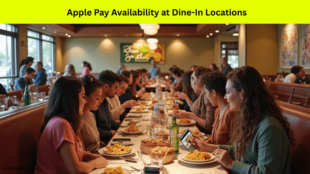Diners at Olive Garden using Apple Pay at contactless terminals during dine-in