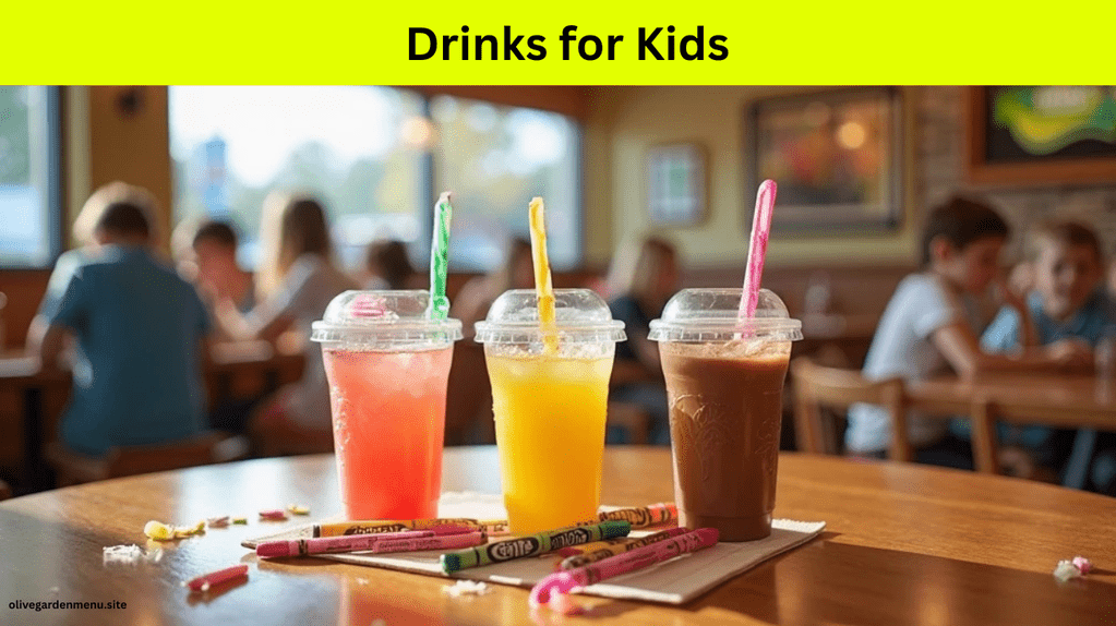 Kid-friendly drinks like pink lemonade and chocolate milk served at Olive Garden