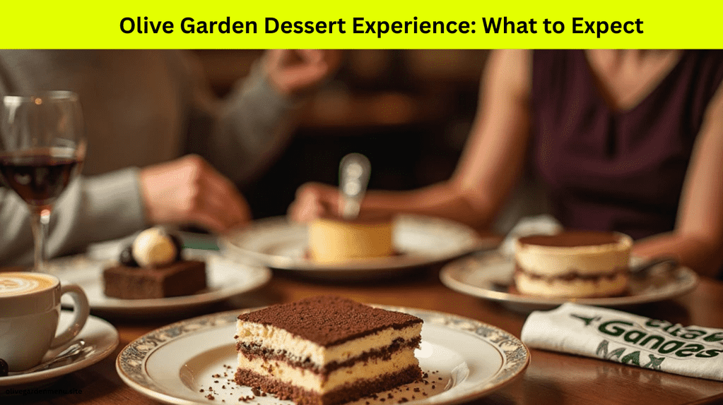A guest enjoying the full Olive Garden dessert experience with coffee and desserts at Olive Garden.