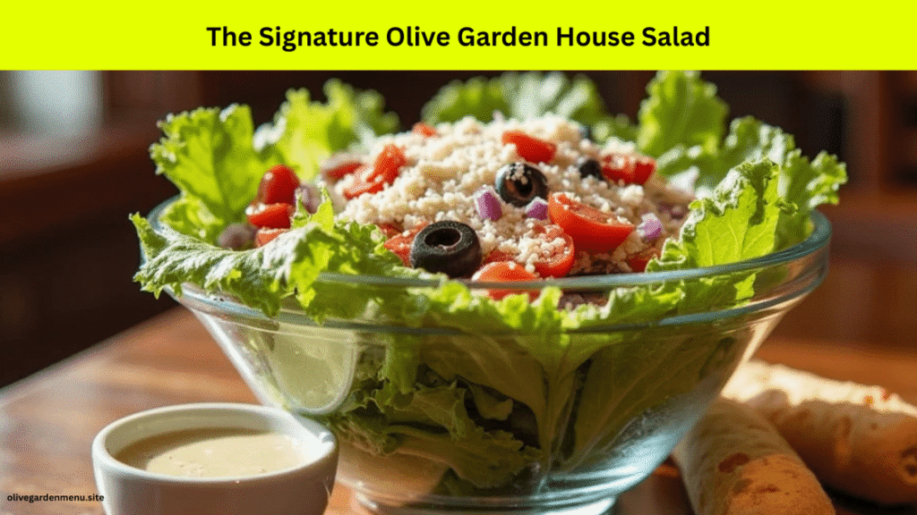 The Signature Olive Garden House Salad with fresh vegetables and breadsticks – Olive Garden Salad Menu