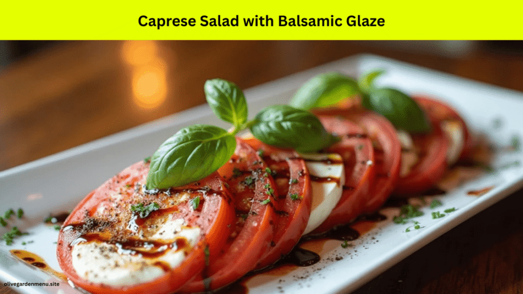 Caprese Salad with mozzarella, tomatoes, and balsamic glaze – Olive Garden Salad Menu