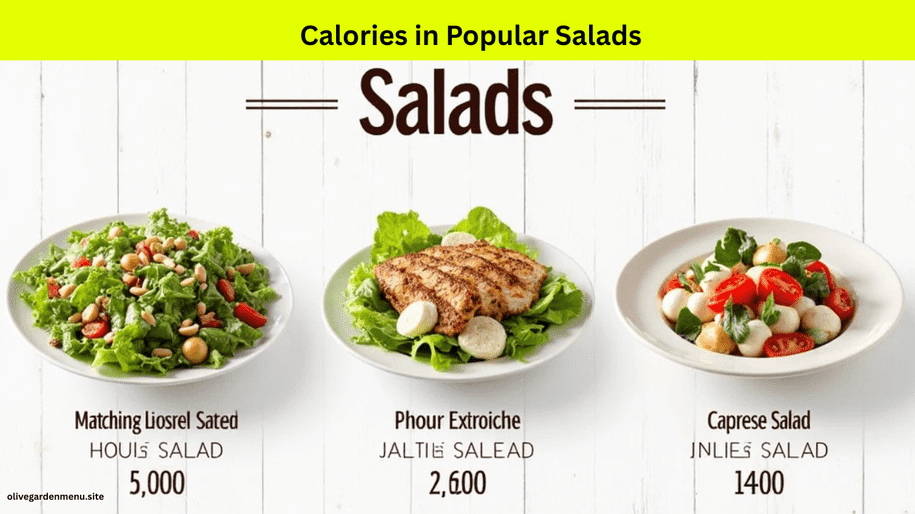 Olive Garden Salad Menu calorie comparison featuring popular salads with nutrition info