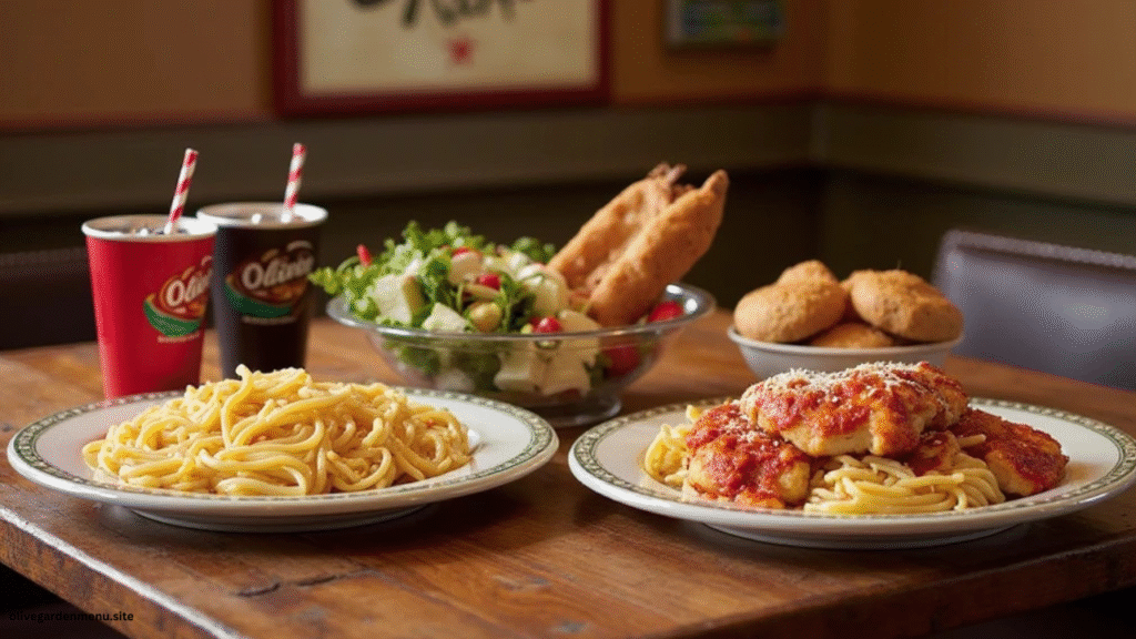 Olive Garden Menu 2 for $25 meal served with entrees, appetizer, salad, and breadsticks