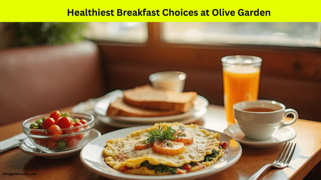 Healthiest Breakfast Choices at Olive Garden including egg white omelet, fruit, and herbal tea.