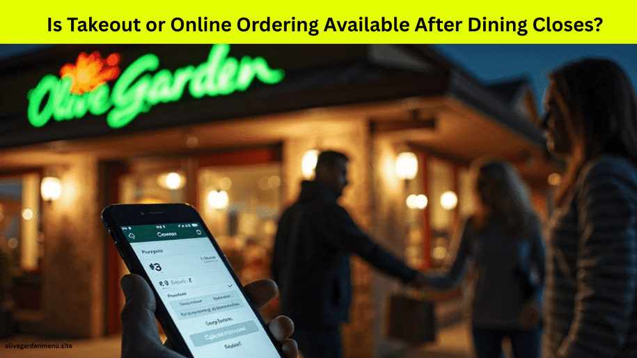 Customer picking up Olive Garden takeout after the dining area has closed