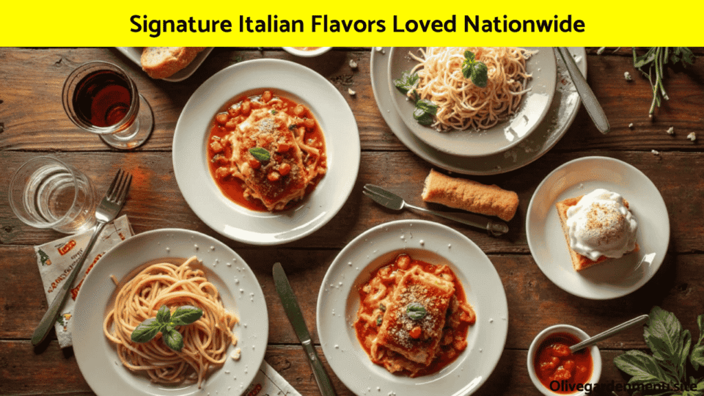 Classic Italian dishes from the Olive Garden Catering menu enjoyed across the United States.