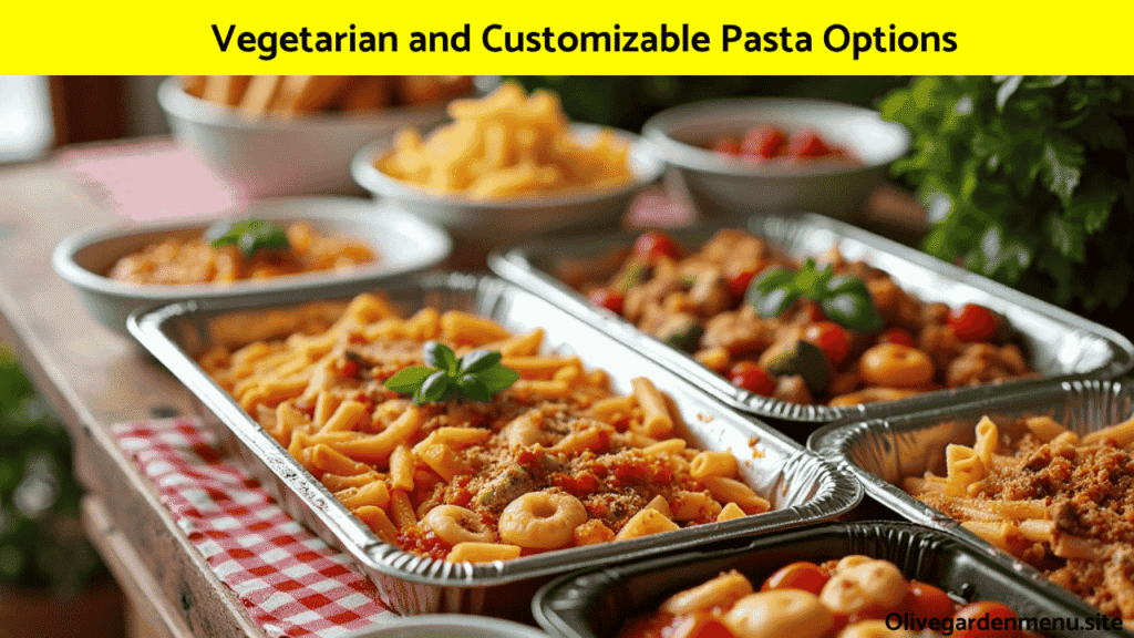 Vegetarian and customizable pasta trays from the Olive Garden Catering menu.