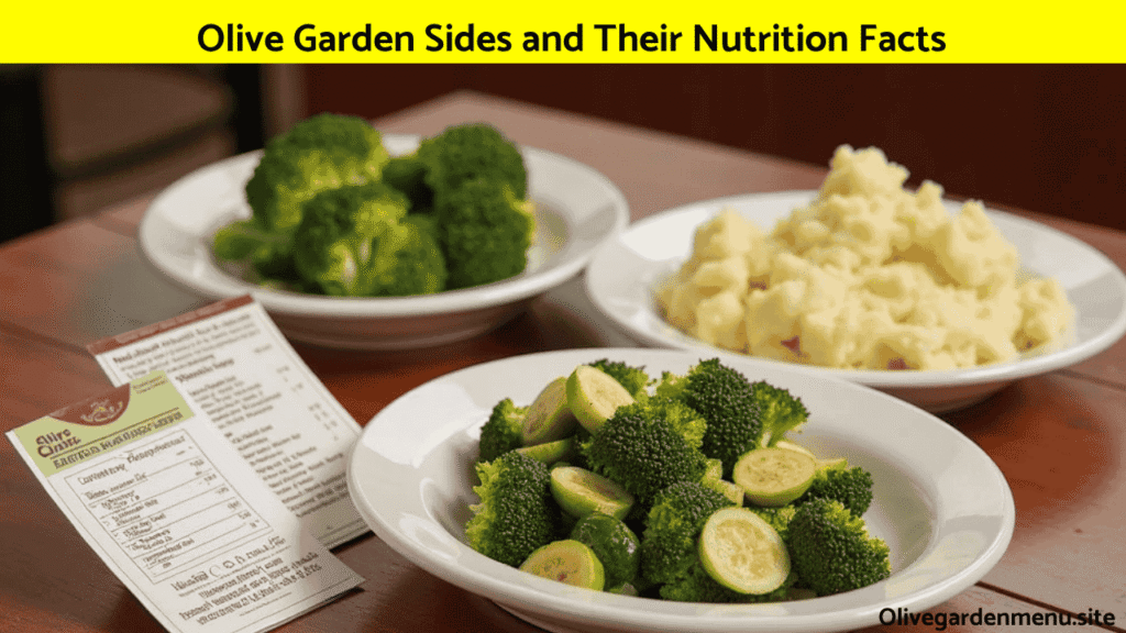 "Olive Garden side dishes served with a Nutrition Information card showing calorie and carb details"