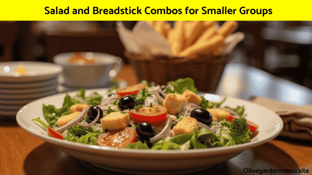 Olive Garden Family Meals salad and breadstick combo served for a small group.