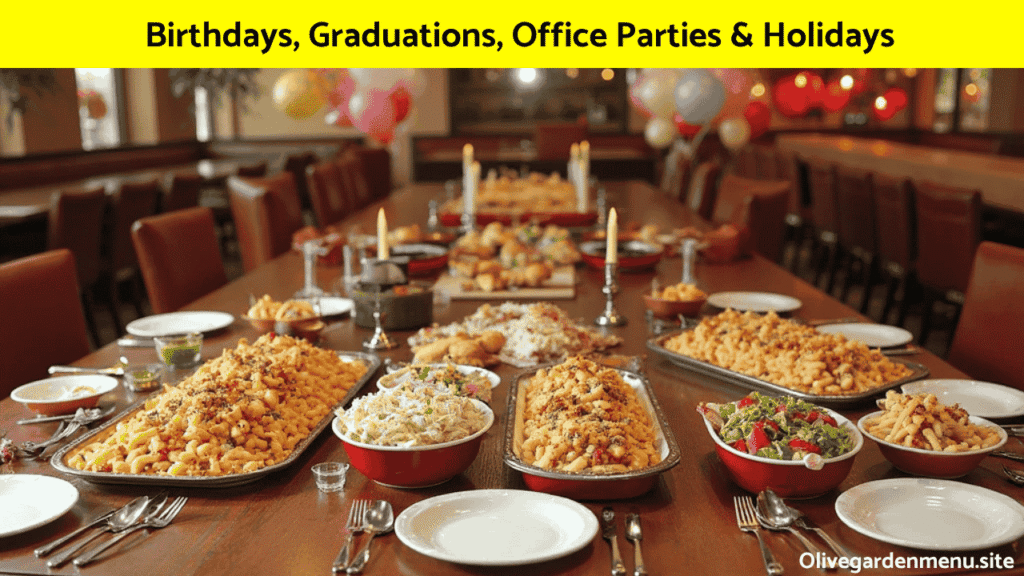 Olive Garden Family Meals served at birthdays, graduations, office parties, and holiday gatherings.