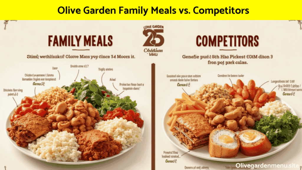 Comparison of Olive Garden Family Meals and a competitor’s family meal, showcasing portion size, variety, and presentation.
