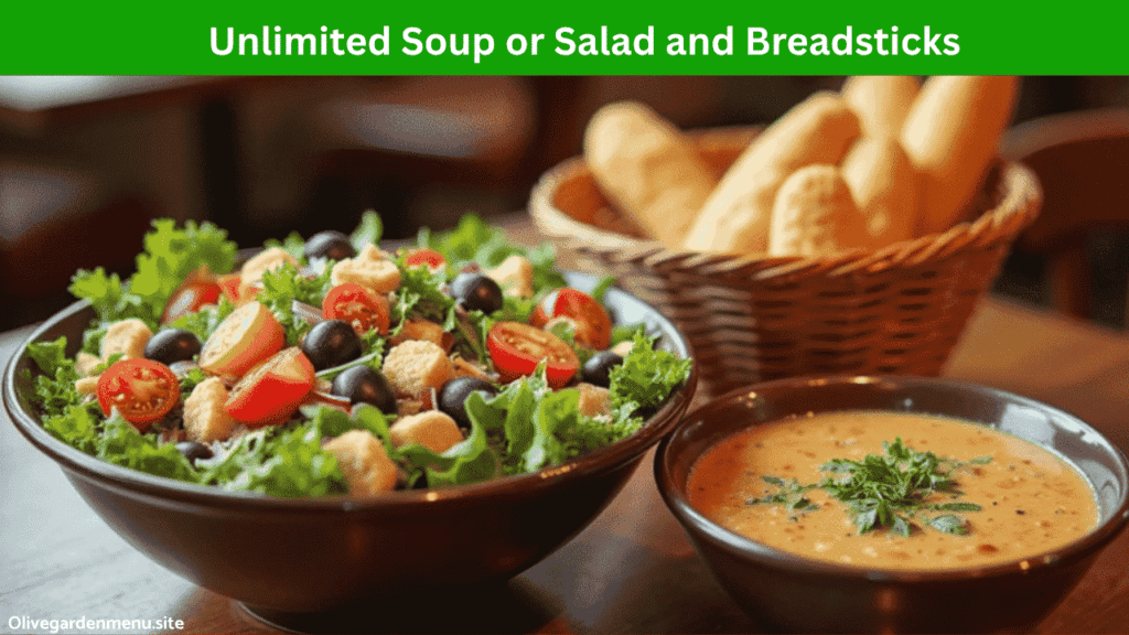 Unlimited soup, salad, and breadsticks from Olive Garden Menu 2 for $25 deal