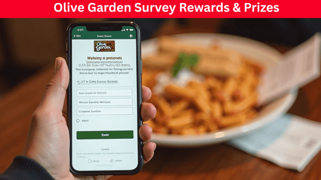 Olive Garden gift card shown as a reward for completing the Olive Garden Guest Survey