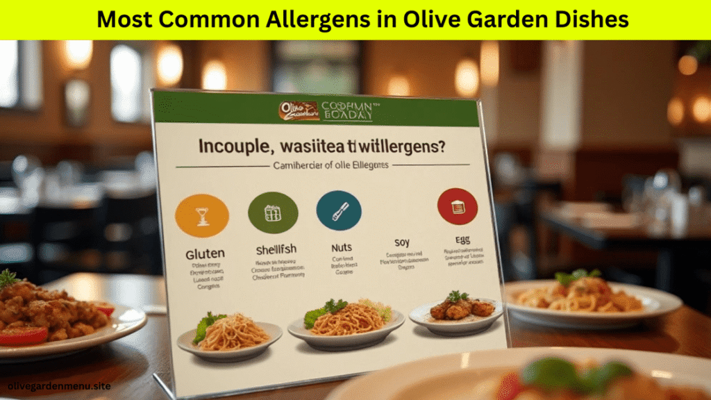 Chart showing the most common allergens found in Olive Garden dishes from the Olive Garden Allergen Menu.