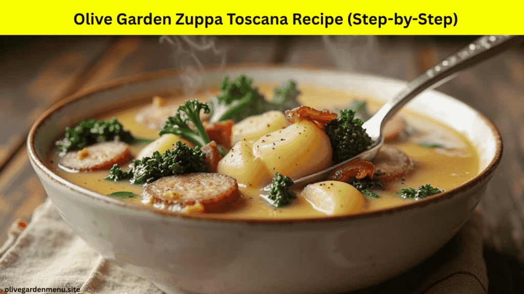 Creamy Zuppa Toscana Olive Garden Soup with kale and sausage

