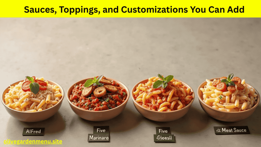 "Custom pasta sauces and toppings from Olive Garden"

