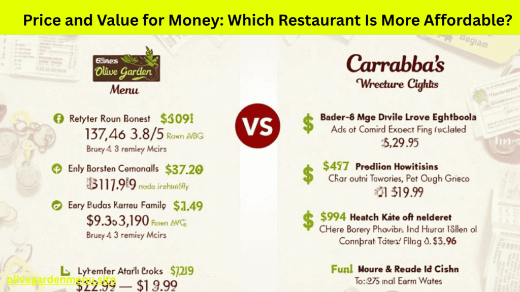 Price comparison chart: Olive Garden menu vs Carrabba’s menu

