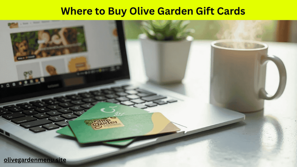 Olive Garden gift cards on a laptop while shopping online.