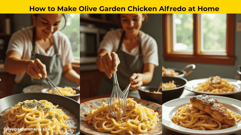 "Step-by-step making Olive Garden Chicken Alfredo at home"