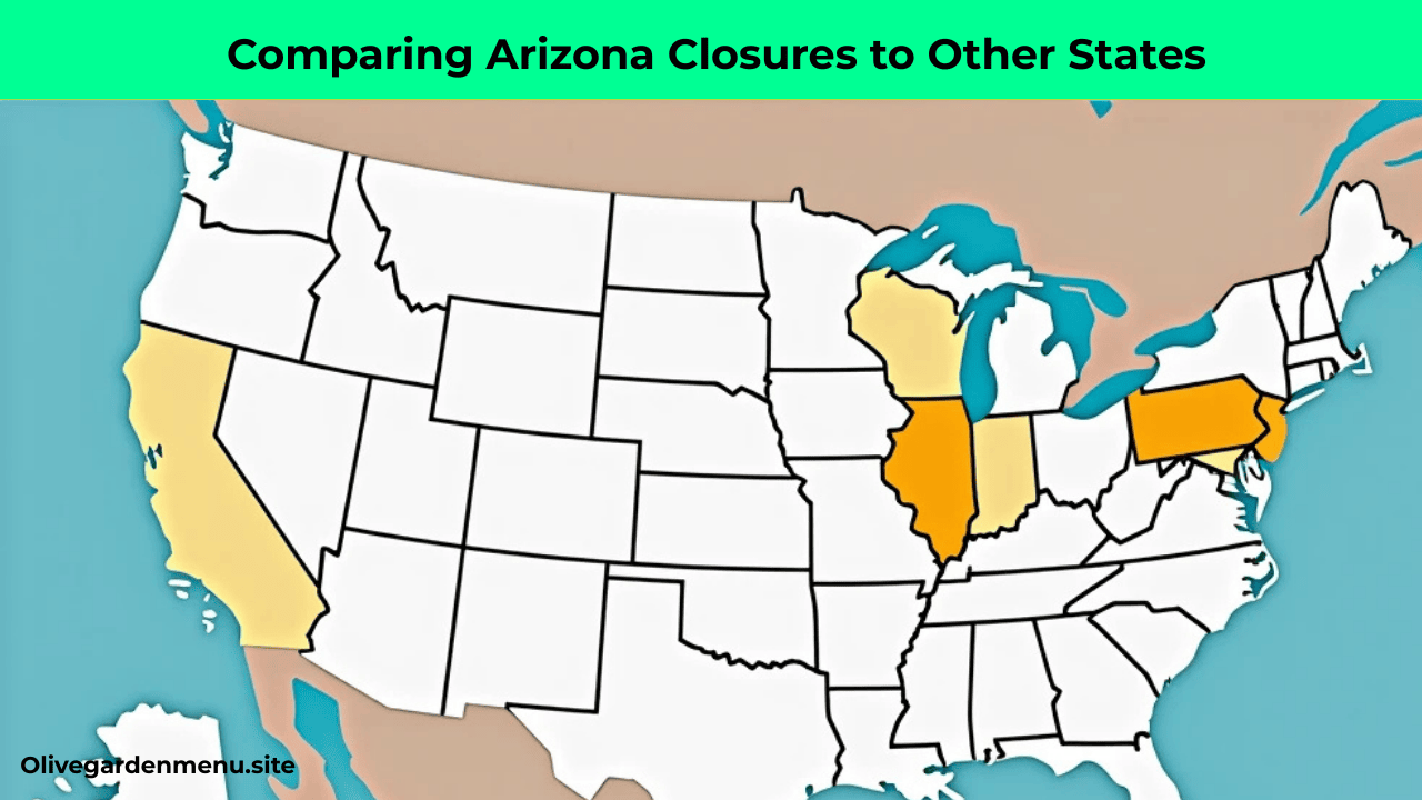 Map comparing Olive Garden closures in Arizona and other US states