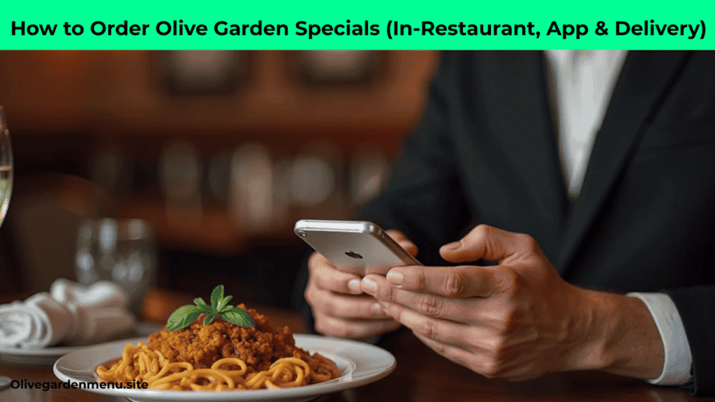 "Ordering Olive Garden Specials Today via app, in-restaurant, or delivery."