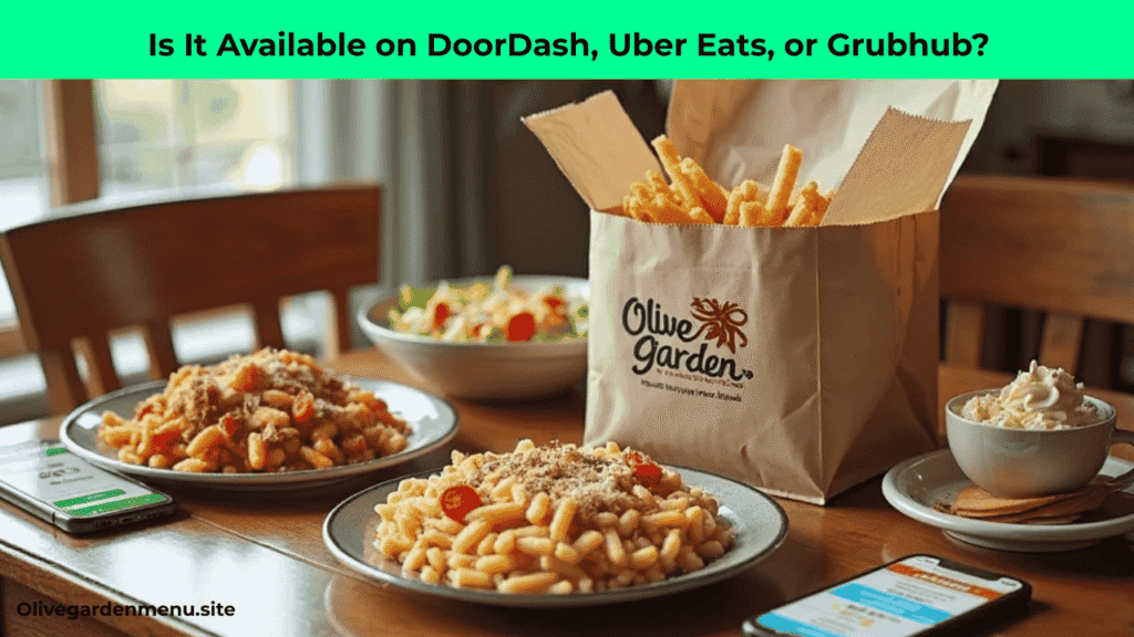 "Olive Garden Specials Today 2 for $25 dinner deal available on DoorDash, Uber Eats, and Grubhub.