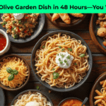 “Every Olive Garden Dish tried in 48 hours – complete meal spread of appetizers, pasta, chicken, seafood, salads, desserts, and breadsticks”
