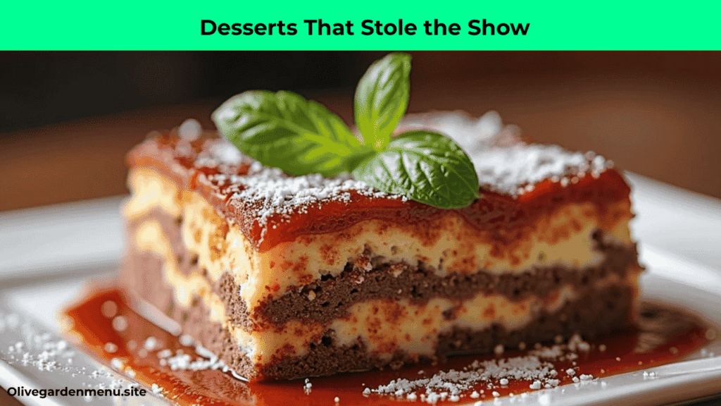 Olive Garden desserts including Tiramisu, Zeppoli, and Chocolate Brownie Lasagna that stole the show