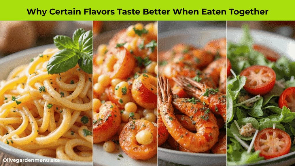 “Illustration of Olive Garden dishes showing why certain flavors taste better together.”