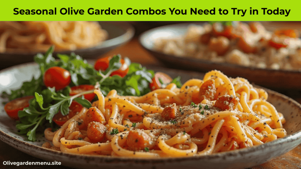 “Seasonal Olive Garden combo dishes for 2025, beautifully plated and garnished.”