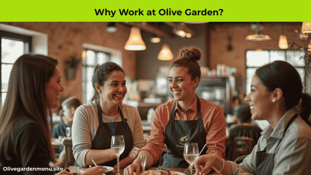 Happy Olive Garden employees working together and serving guests”