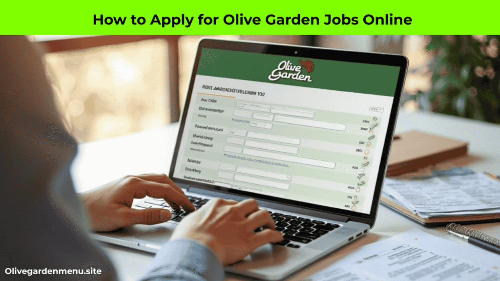 Olive Garden Careers Application Online being filled on laptop with checklist”