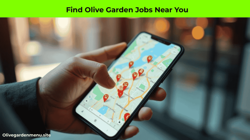 Searching Olive Garden Careers Application Online jobs near me on smartphone map”