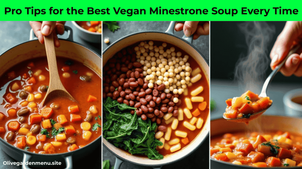 Pro tips for cooking the Best Vegan Olive Garden Minestrone Soup.
