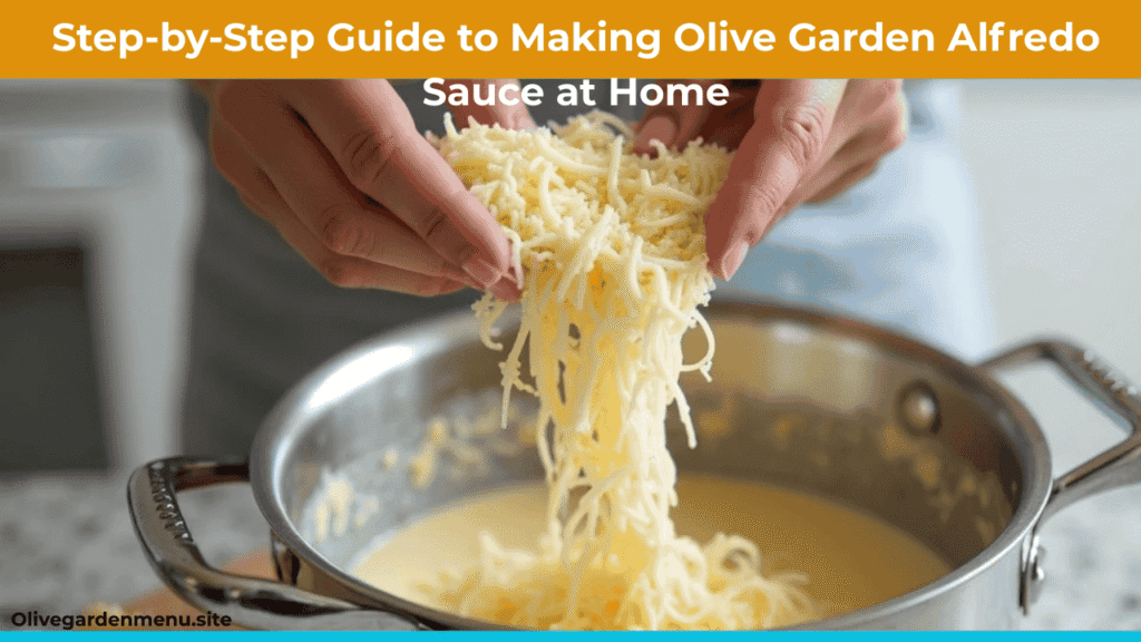 Step-by-step Olive Garden Alfredo Sauce Recipe cooking guide.