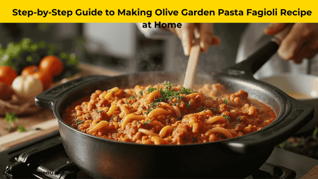 Cooking Olive Garden Pasta Fagioli in a pot with fresh vegetables"