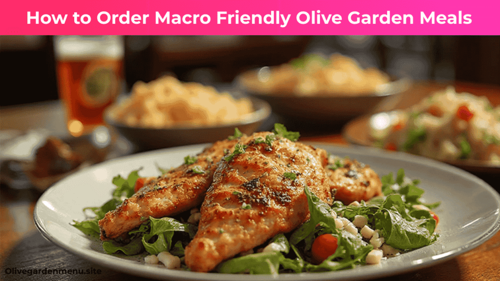 Macro Friendly Olive Garden meals with grilled chicken, salad, and whole grain pasta served fresh."