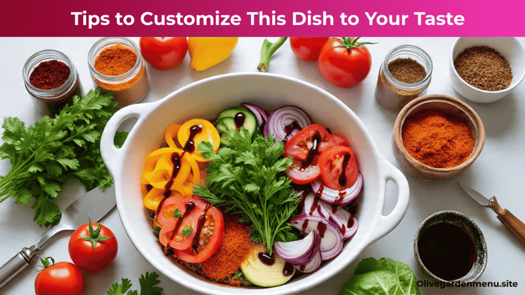 "Olive Garden Dish with various add-ons and customization options, showing how to personalize the dish"
