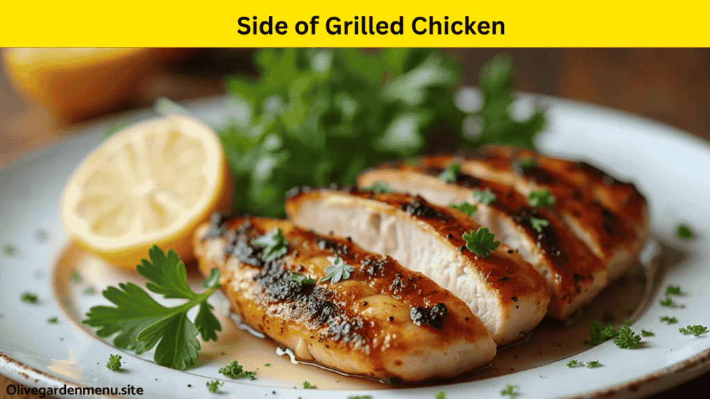 Grilled chicken breast served from the Olive Garden Sides Sauces Menu