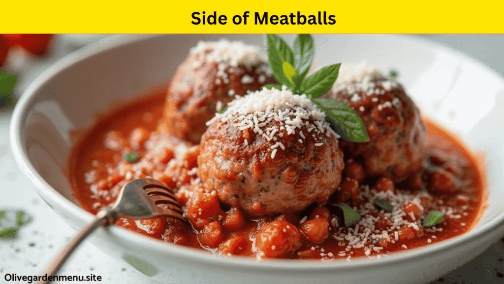 Classic Italian meatballs served from the Olive Garden Sides Sauces Menu